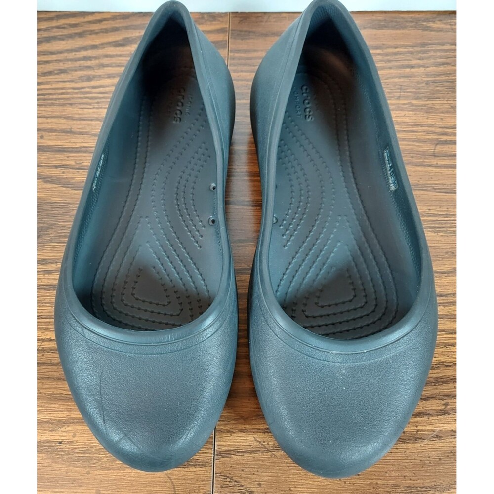 Crocs Women's at Work Black Ballet Flats| Slip Resistant Work Shoes - Size 9